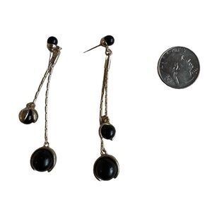 Dior Vintage Black and Silver Drop Earrings